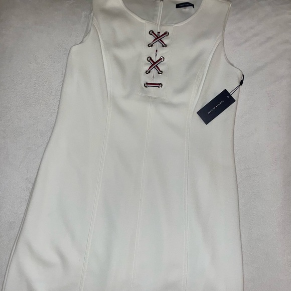 🎉HP🎉New! Tommy Hilfiger Pique Knit Lace Up Sheath Dress Ivy Womens Size 12🤍 - Picture 10 of 16